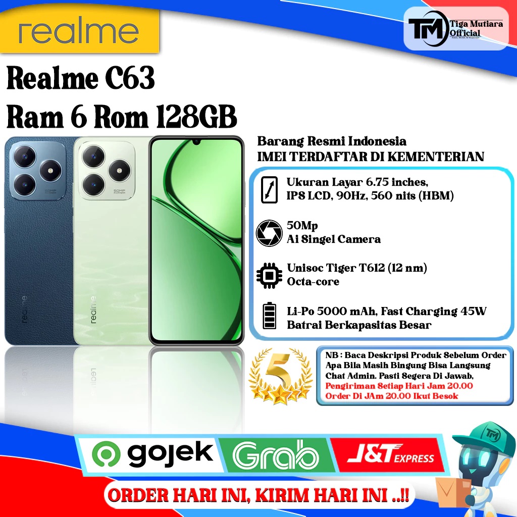 Realme C63 Ram 6 Rom 128GB Giá 1,475,000 Đồng*Miễn phí vận chuyển