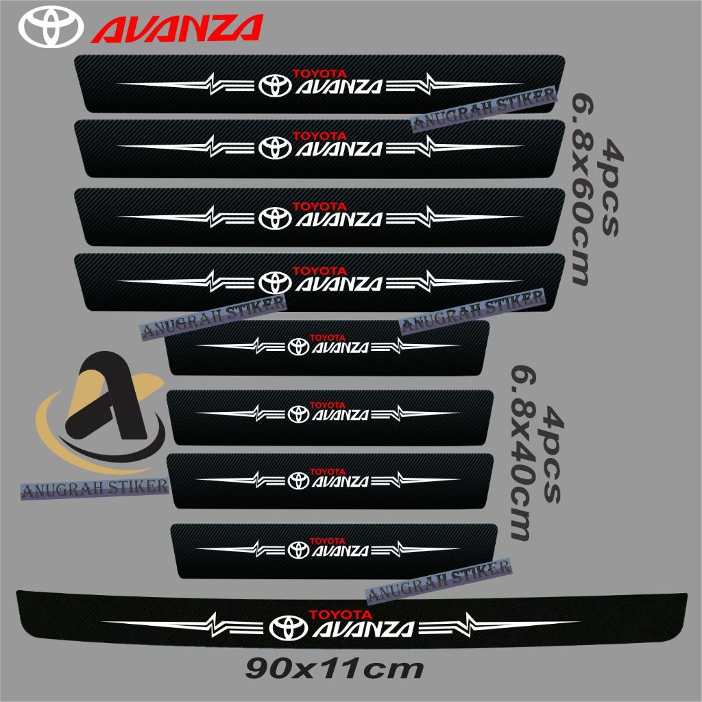 PROMO 9pcs stiker carbon toyota avanza cutting stiker pelindung pintu mobil dari pijakan kaki Harga 30,000 rupiah*Gratis Ongkir