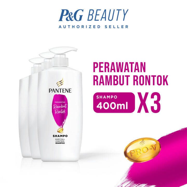 PANTENE Shampoo Anti Hair Fall Control Pro-V Perawatan Rambut 400ml x3 Harga  199,600 rupiah*Gratis Ongkir