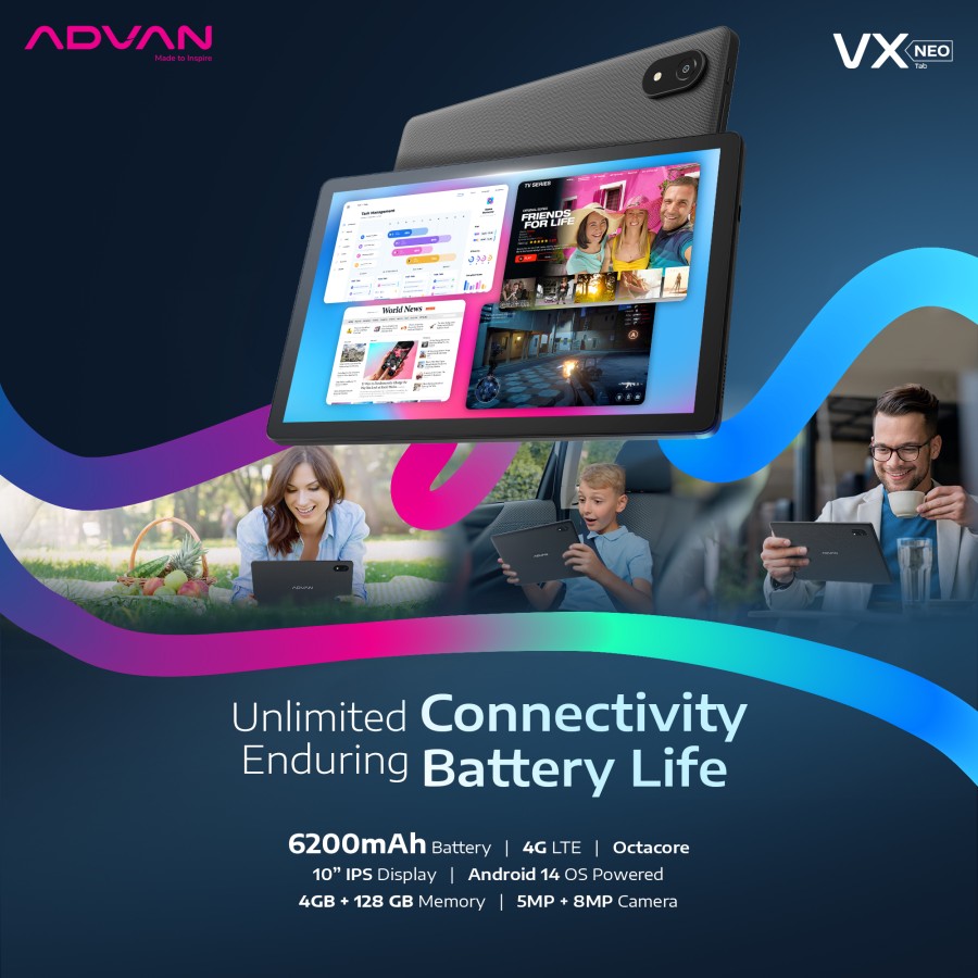 ADVAN TAB VX NEO ram 4GB internal 128GB 10.1" IPS android 14 Harga 1,775,000 rupiah*Gratis Ongkir
