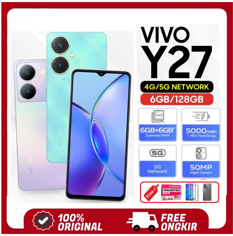 Vivo Y27 5G 4G 6/128 GB Ram 6 rom 128 6GB 128 GB-4g Violet, promo Harga  1,350,000 Ringgit*Penghantaran Percuma
