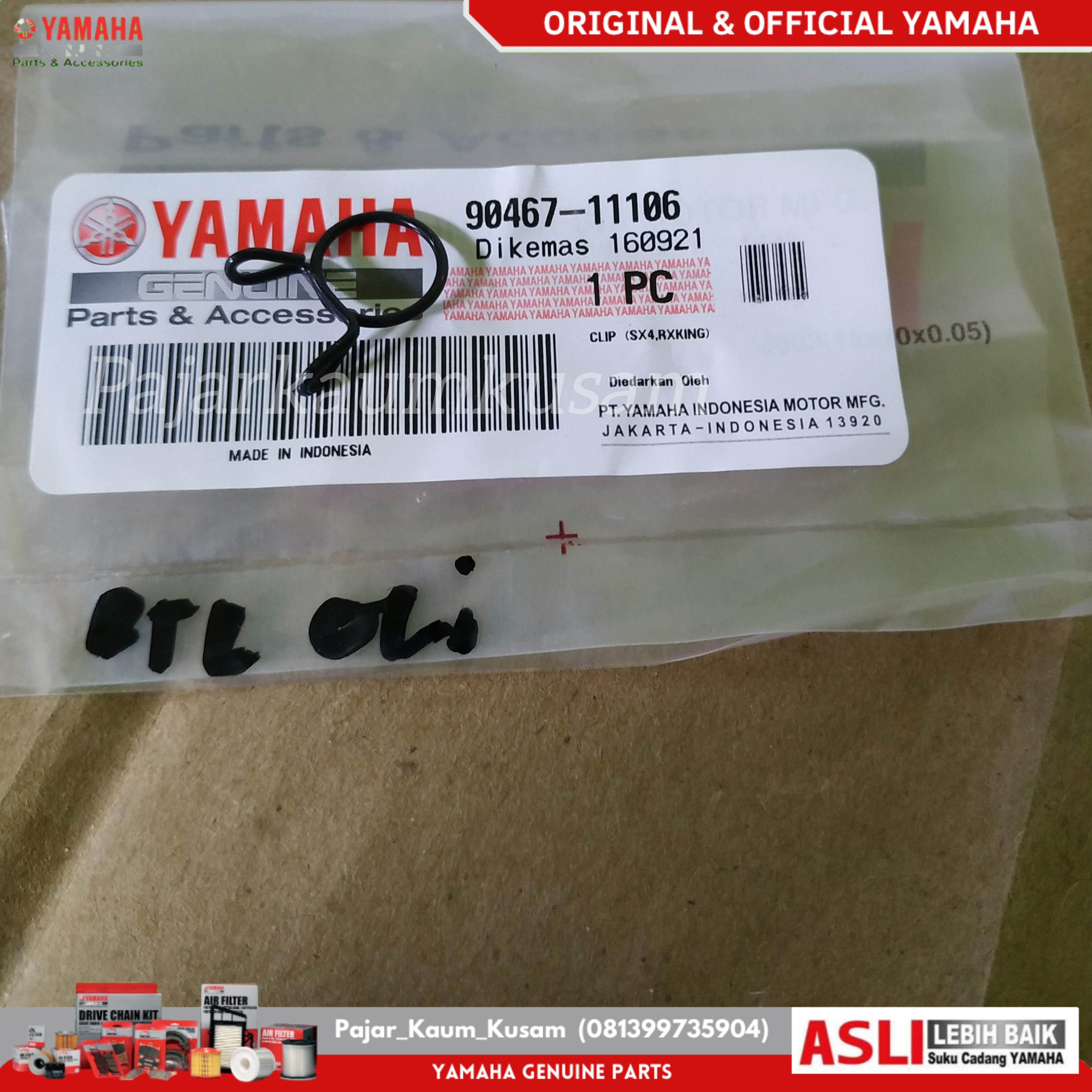 KLIP SELANG BESAR TABUNG BOTOL OLI SAMPING RX KING ORIGINAL 90467-11106 CLIP Harga 15,000 rupiah*Gratis Ongkir