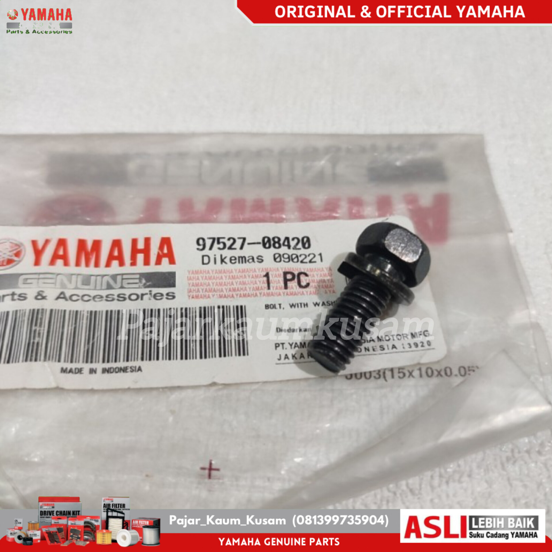 BAUT BREKET BUSTEP STEP DEPAN YAMAHA FIZR F1ZR FORCE 1 ORIGINAL 97527-08420 BOLT WITH WASHER Harga  15,000 Ringgit*Penghantaran Percuma