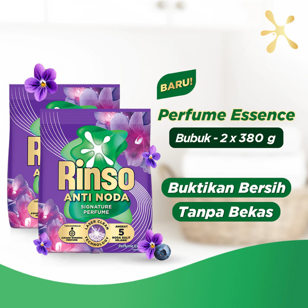 Rinso Molto Anti Noda Detergen Bubuk Perfume Essence 380gr x2 Harga 17,900 rupiah*Gratis Ongkir