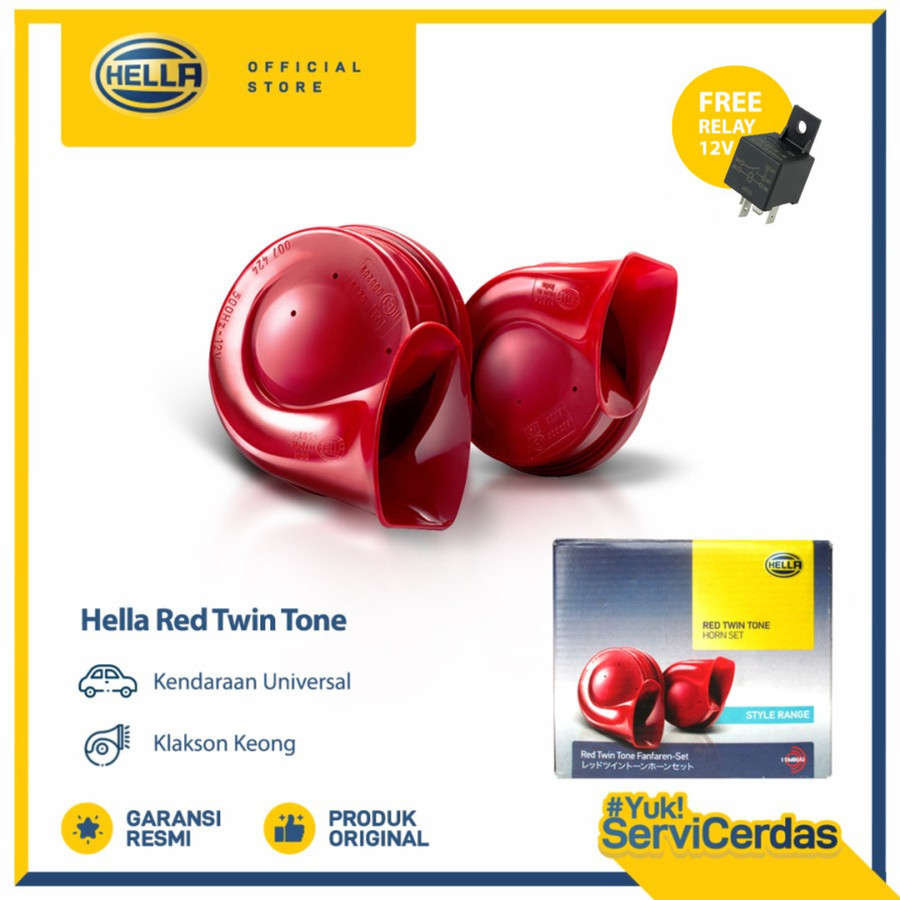 Klakson Keong Hella Red Twin Tone 12V - Klakson mobil motor Harga  197,208 Ringgit*Penghantaran Percuma