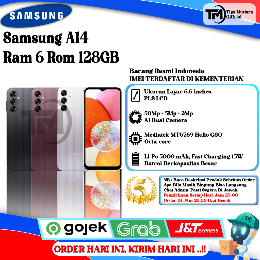 Samsung A14 4G Ram 6 Rom 128GB Harga 1,899,000 rupiah*Gratis Ongkir