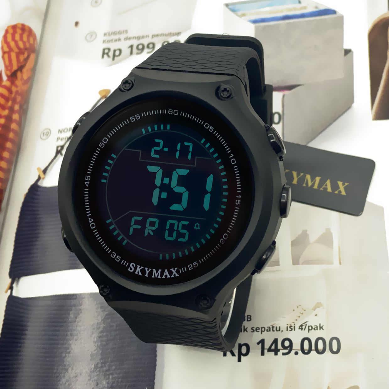 	 Best Seller! Jam Tangan Pria Sky Max Digital Rubber Semi Super Jam Tangan Pria Sky&Max Tahan Air 	