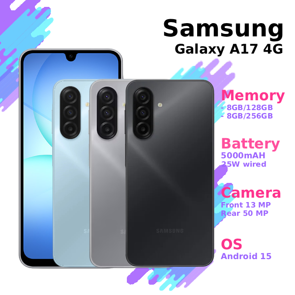 Android phone/smartphone Samsung Galaxy A17 4G 8/128GB | 8/256GB Giá 3,083,610 Đồng*Miễn phí vận chuyển