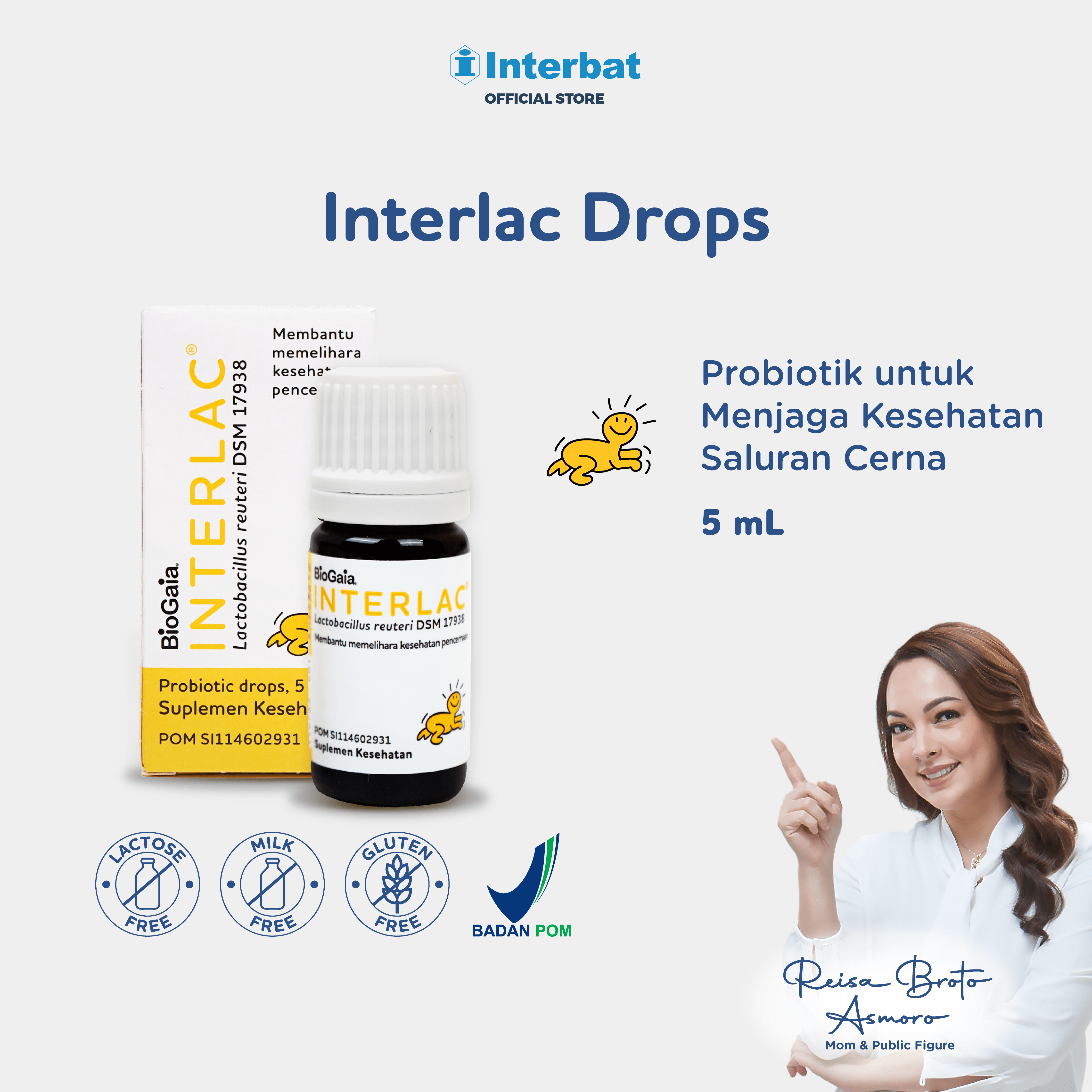 Interlac Probiotic Drops 5ml - Helps Maintain the Health of the Digestive Tract in Babies and Children Harga 368,000 rupiah*Gratis Ongkir