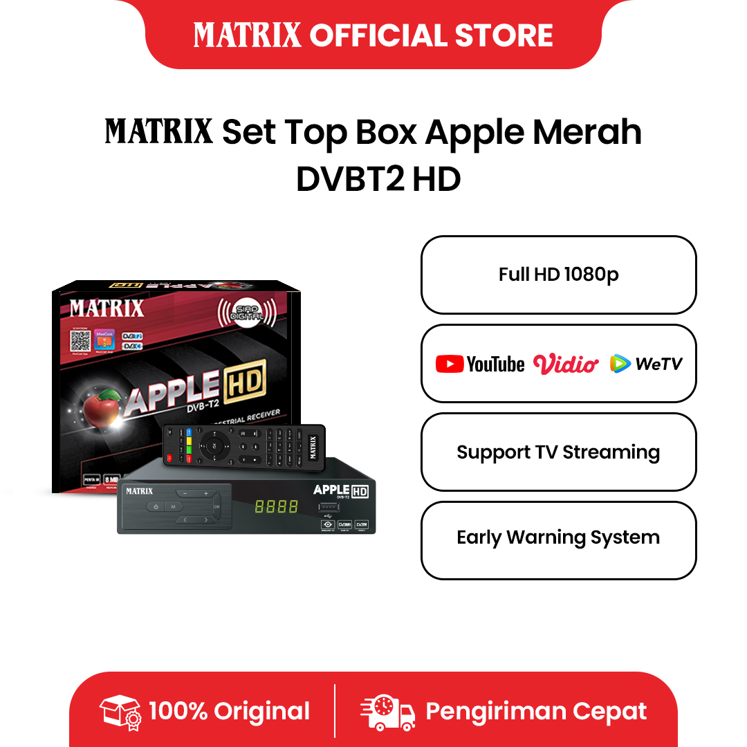 MATRIX Set Top Box Apple Merah DVBT2 HD / STB TV Digital Harga 271,000 rupiah*Gratis Ongkir