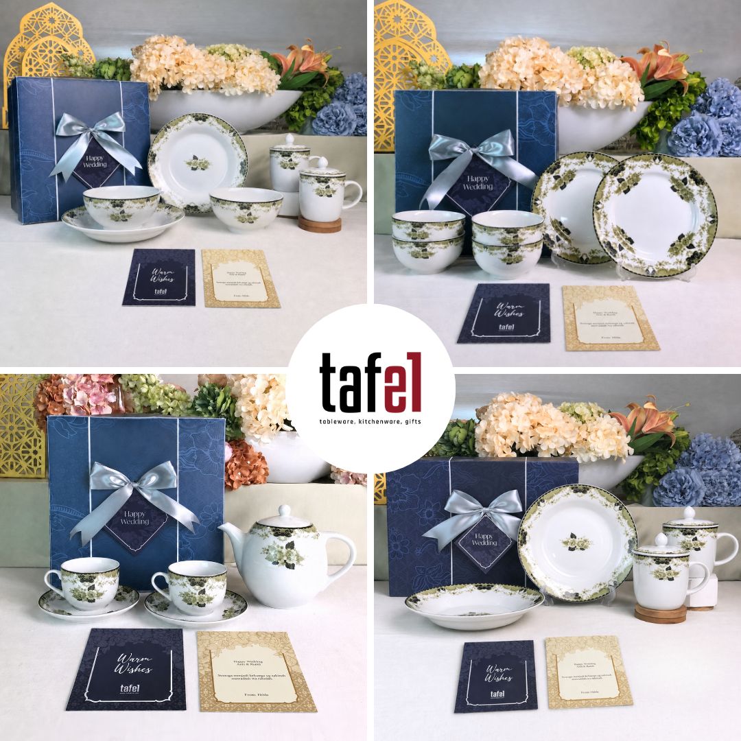 Green Peony Series Ceramic Plates and Bowls Hampers
