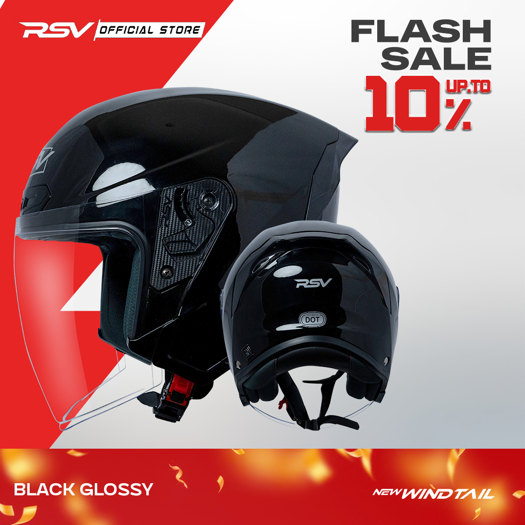 Helmet RSV new windtail black glossy Harga 550,000 rupiah*Gratis Ongkir