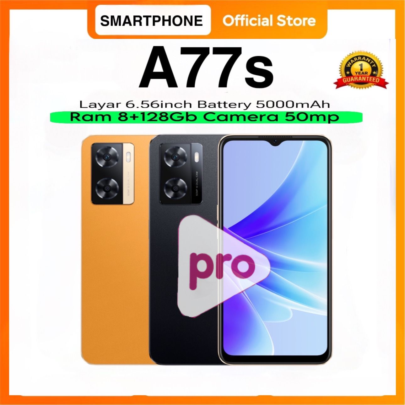 [New] Oppo A77S 8Gb/128Gb 5000Mah Fast Charging Smartphone 1 Year Guarantee Harga 889,000 rupiah*Gratis Ongkir