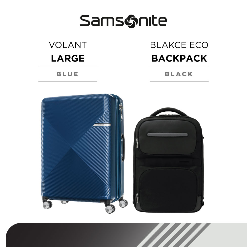 Lazada Indonesia - Bundle Samsonite Koper Volant Large Blue + Blakce Eco Backpack I