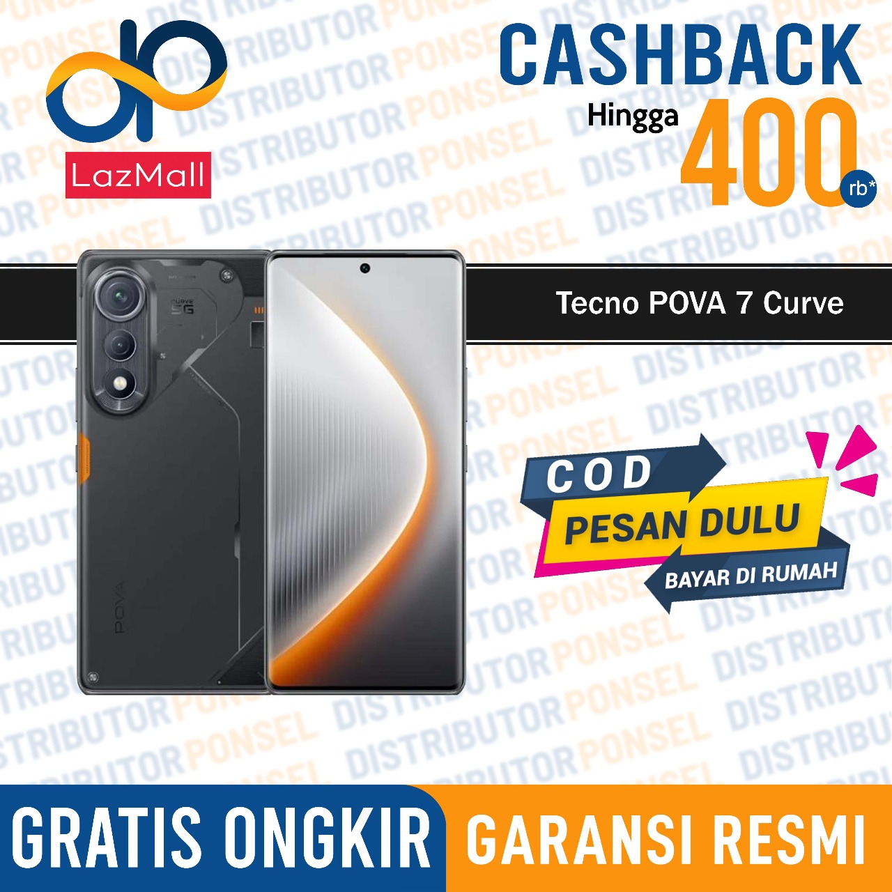 Tecno POVA 7 Curve 5G 8/256GB Garansi Resmi Giá 3,396,000 Đồng*Miễn phí vận chuyển