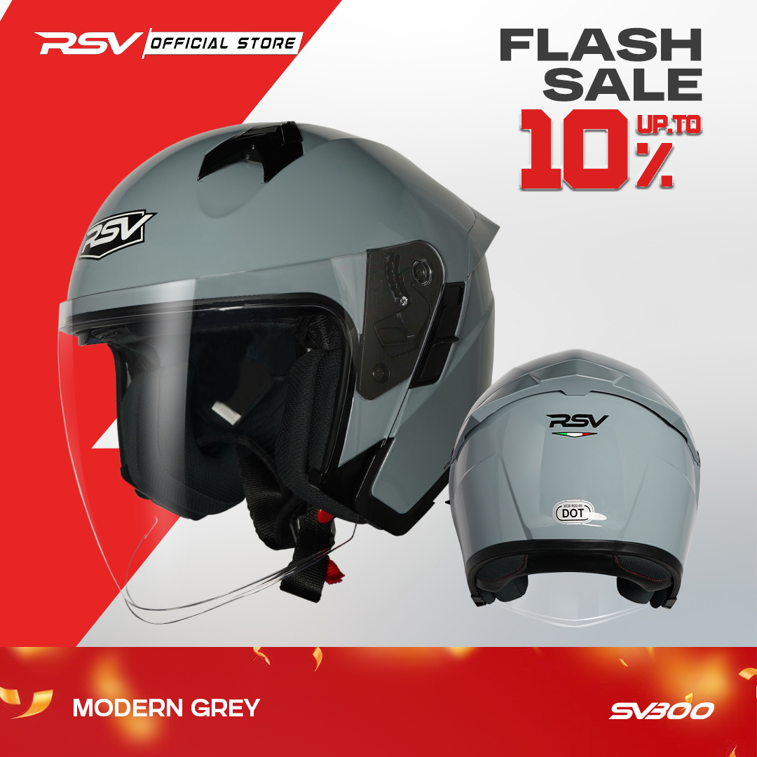 Motorcycle Helmet Half Face Helmet Sni Helm Rsv Sv300 Modern Gray Double Visor Helm Sni, Dot & Ece R22.05 Harga 610,000 rupiah*Gratis Ongkir