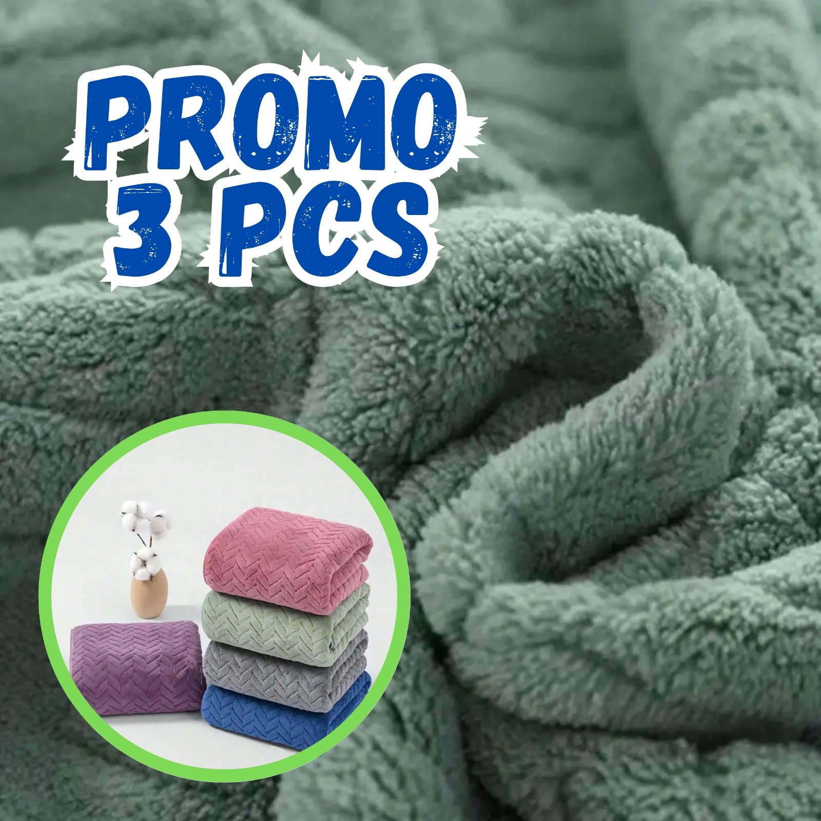 New 3 Pcs Plain Towels - Uk 70 X 140 cm - Fine Microfiber Material, Soft and Absorbent