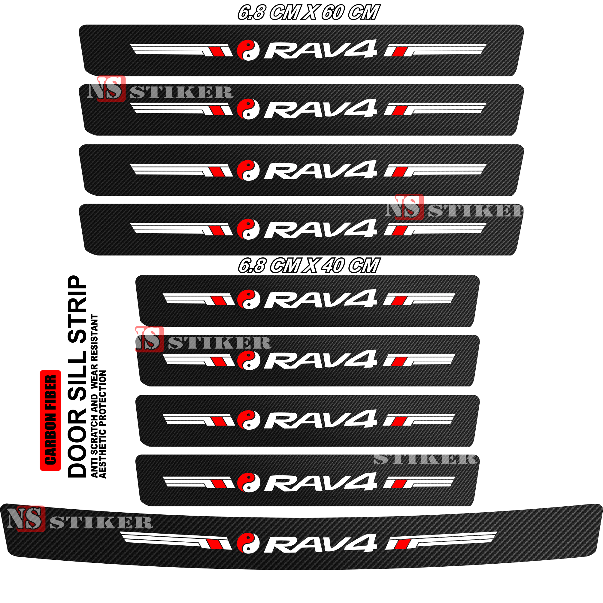 9 Pcs Stiker Pelindung Pintu Mobil Rava 3D Door Sill Plate Guard Toyota Stiker Pijakan Pintu Harga 25,000 rupiah*Gratis Ongkir