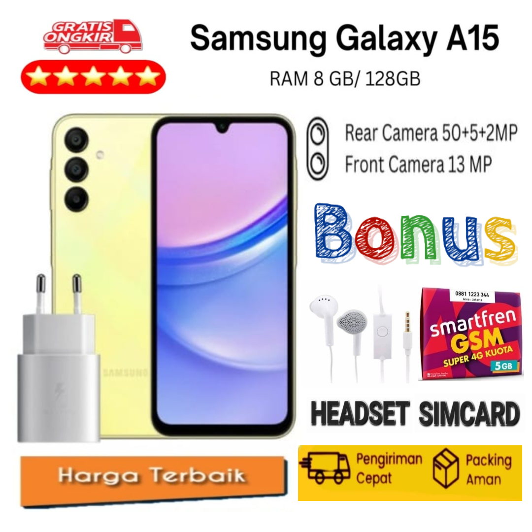 Hp Samsung Galaxy A15 5g Ram 8/256Gb 6.5 Inch Nfc 25W Fast Charging - Guaranteed - Fullset Harga 1,900,000 rupiah*Gratis Ongkir