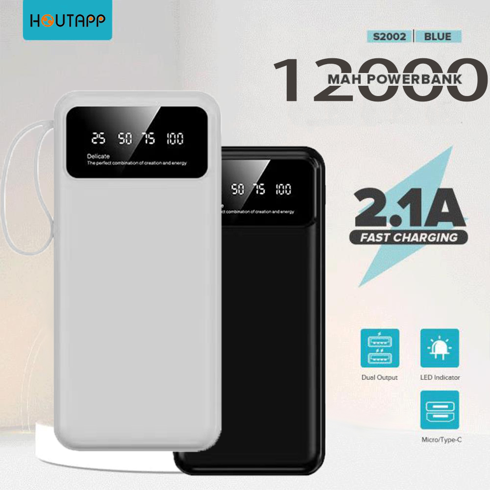 Houtapp power bank 12000mAh lithium polymer battery indicator light power bank