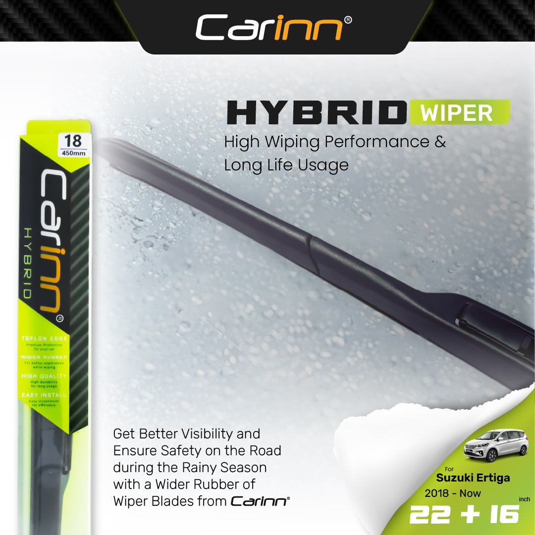 Carinn Sepasang Wiper Hybrid Kaca Depan Mobil For Suzuki Ertiga 2018-Now 22 & 16 - 2 Pcs Harga 85,000 Ringgit*Penghantaran Percuma