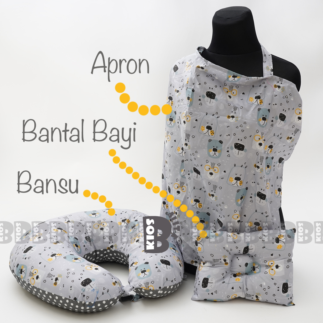 PAKET BANTAL MENYUSUI JUMBO / NURSING PILLOW FREE apron & bantal bayi Bansu Bantal Menyusui Bansu ASI…
