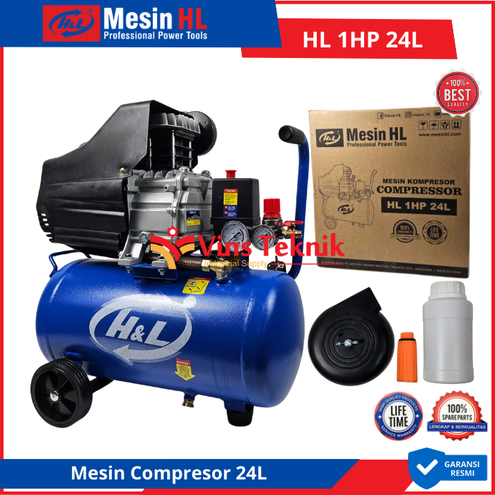 H&L Hl 1Hp 24L Air Compressor Machine 1.125W Air Compressor 1Hp 24L Hnl 1Hp 24L Harga 1,350,000 rupiah*Gratis Ongkir