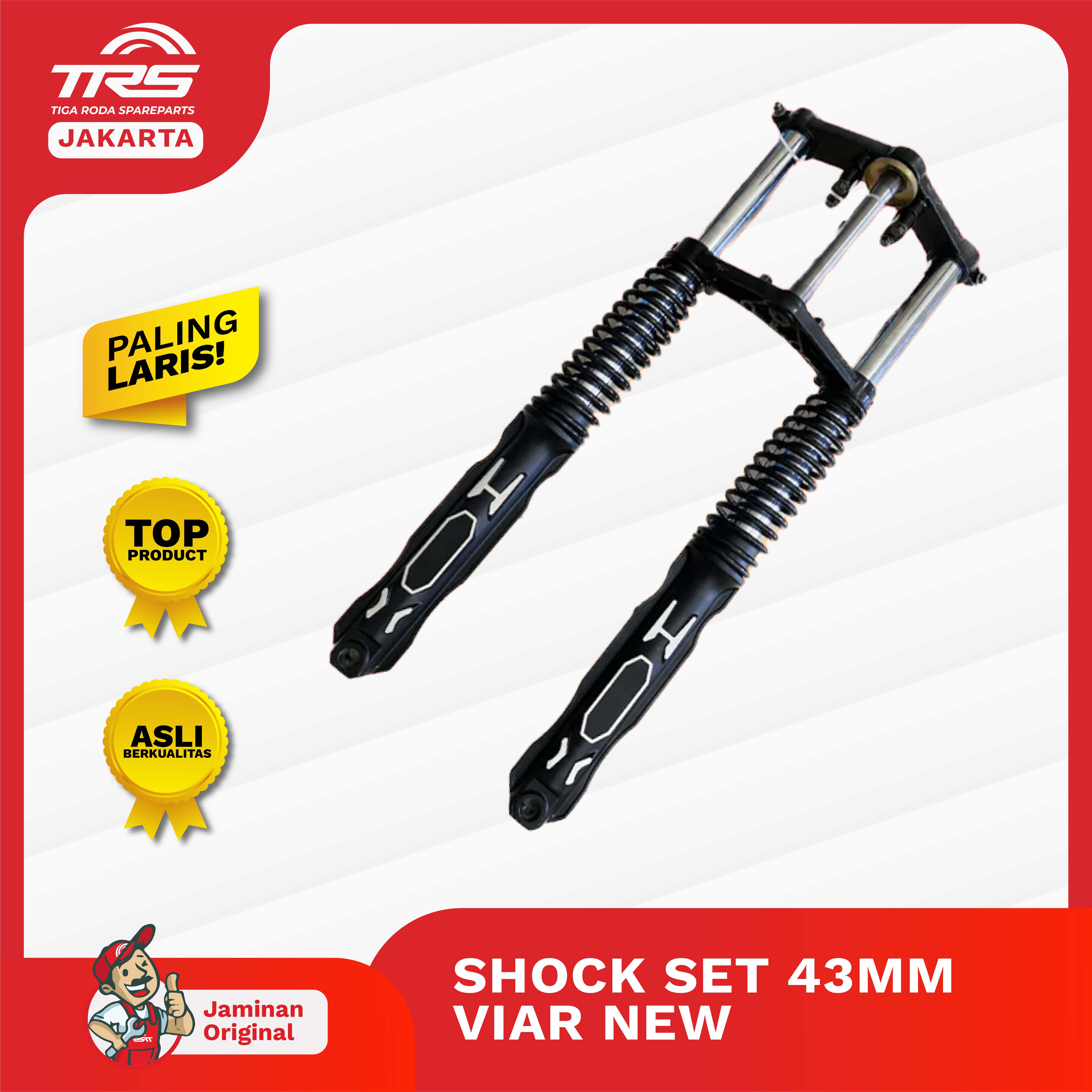TRS shock full set fullset 43mm shockbreaker motor tricycle Viar Karya 150cc 200cc 2023 series pnp Viar Caesar Tossa Nozomi spare parts original TRS Jakarta Harga 2,052,000 rupiah*Gratis Ongkir