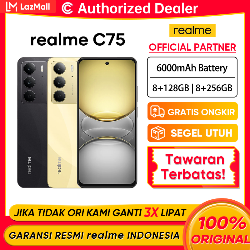 Realme C75 8+256Gb | 45W Supervooc & 6000Mah | 50Mp Ai Camera | Android 14 | Lazmall Official Harga 2,399,000 rupiah*Gratis Ongkir