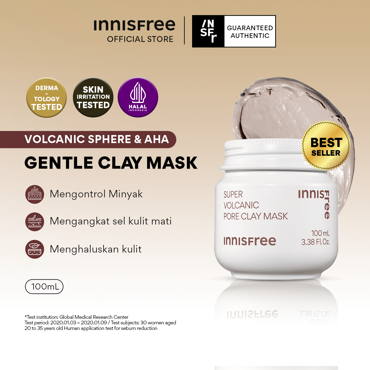 Innisfree Super Volcanic Pore Clay Mask 100ml / Facial Oil Control Mask Harga 180,000 rupiah*Gratis Ongkir
