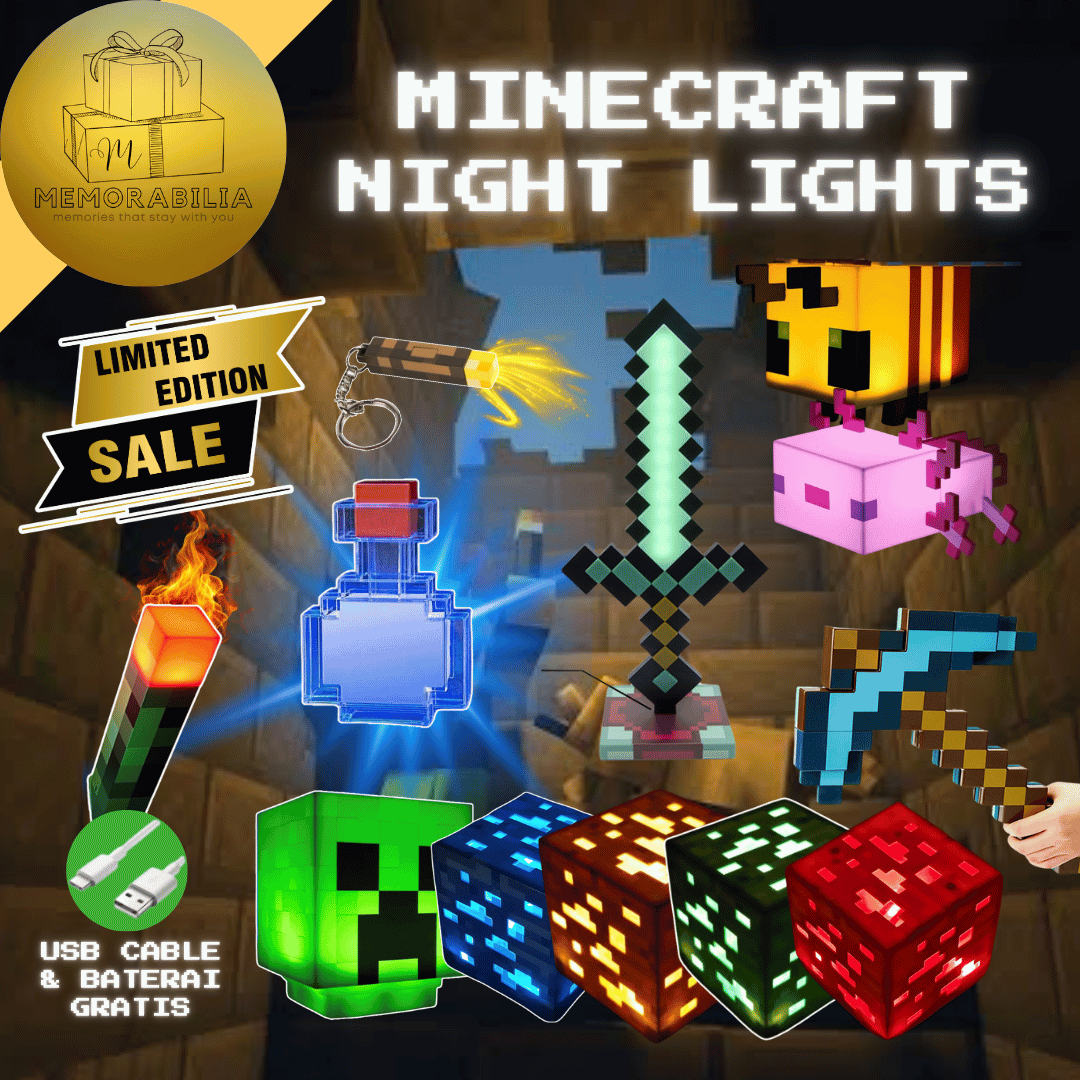 Children's toys Minecraft night light night lamp hobby hadiah display Hadiah ulang tahun souvenir coll…