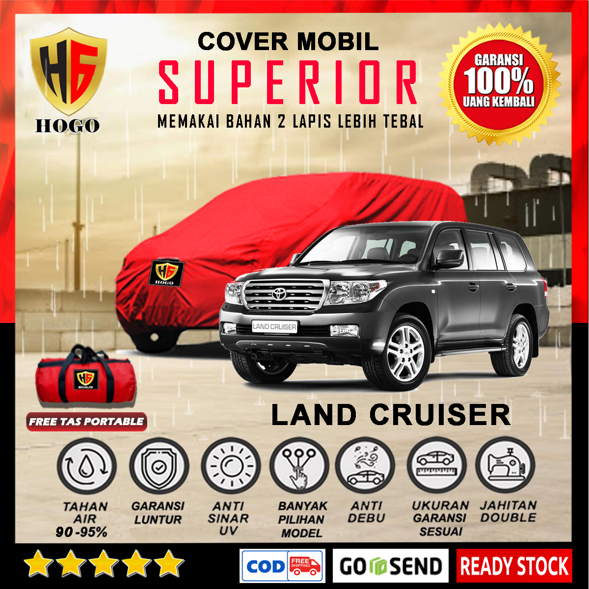 Body Cover Mobil Land Cruiser Outdoor Waterproof / Sarung Mobil Toyota Land Cruiser Waterproof / Selimut Tutup Penutup Land Cruiser Mantol Kerudung Mantel Mobil Land Cruiser Waterproof Outdoor Anti Air - SUPERIOR Harga 653,200 rupiah*Gratis Ongkir