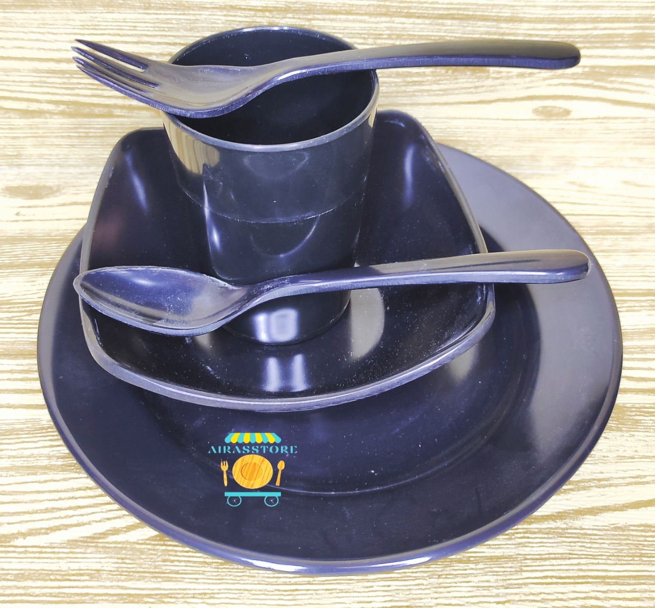 Piring SET Lengkap Gelas 5pcs / Bayar DI Tempat