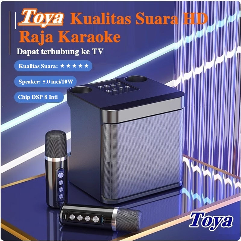 Toya Bluetooth Karaoke Speaker Toya Ty-203 Bluetooth Speaker 2 Mic Hd Sound Quality 6.0 Inch/10W Harga 188,000 rupiah*Gratis Ongkir
