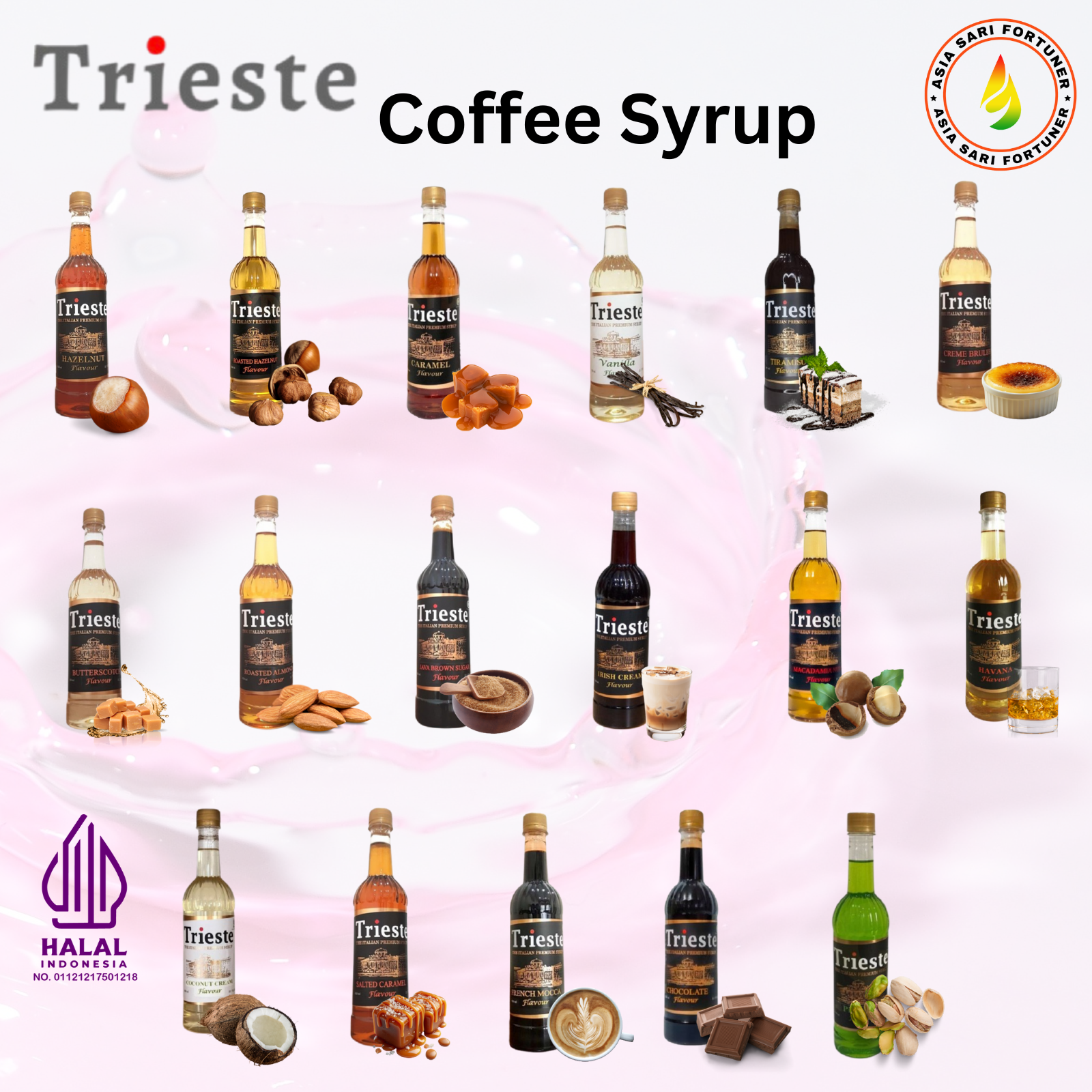 Trieste Italian premium syrup variant coffee syrup 650ml