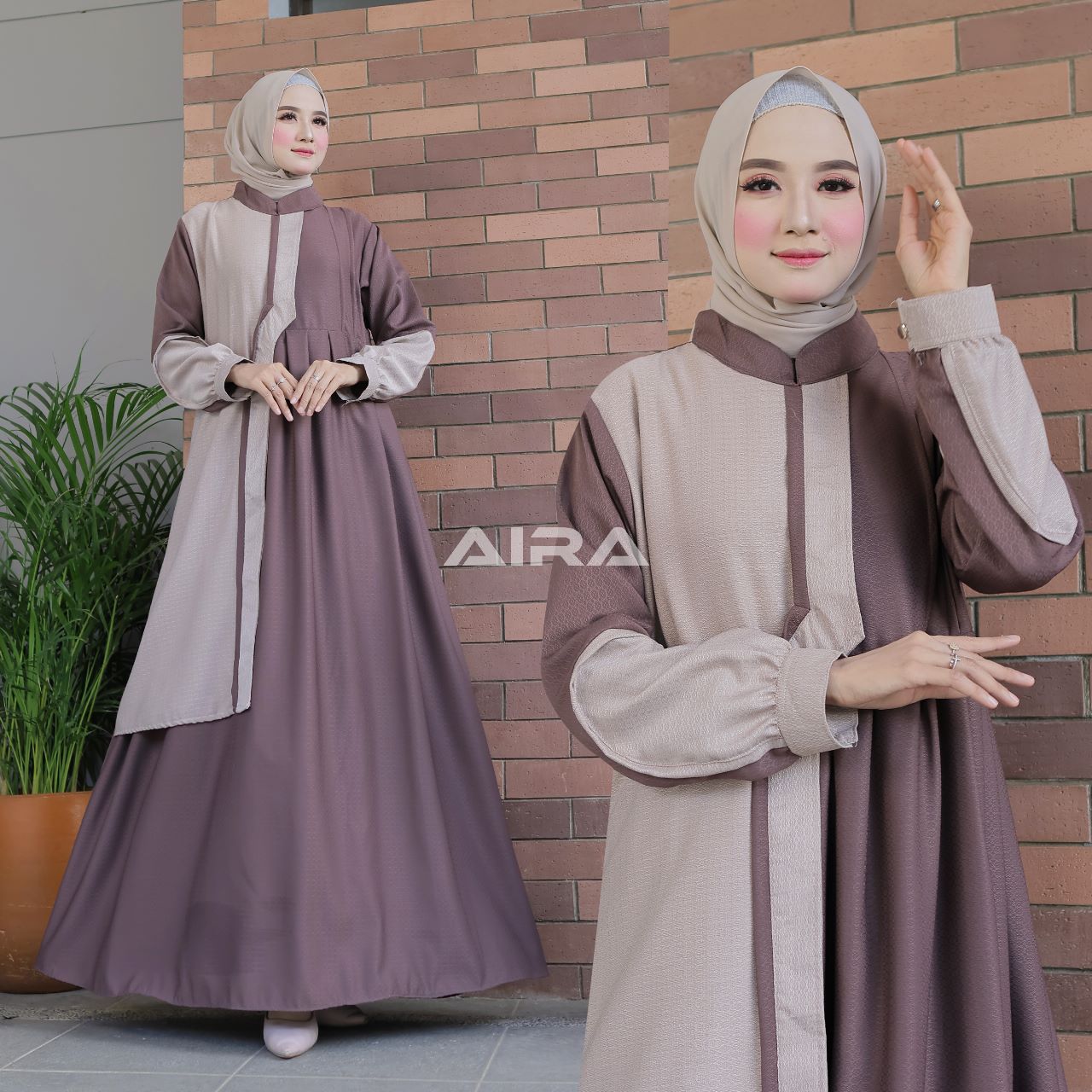 Gamis Wanita Muslim Motif Dua Warna Model Dress Muslim | Lazada Indonesia