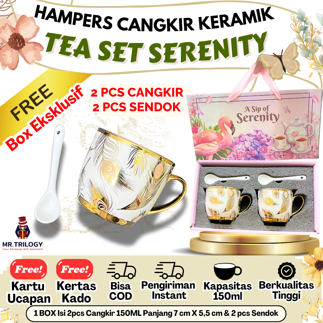 Hampers Gelas Cangkir Set Keramik SERENITY Souvenir hadiah pernikahan Aesthetic Mewah Mug Kado Pernikahan