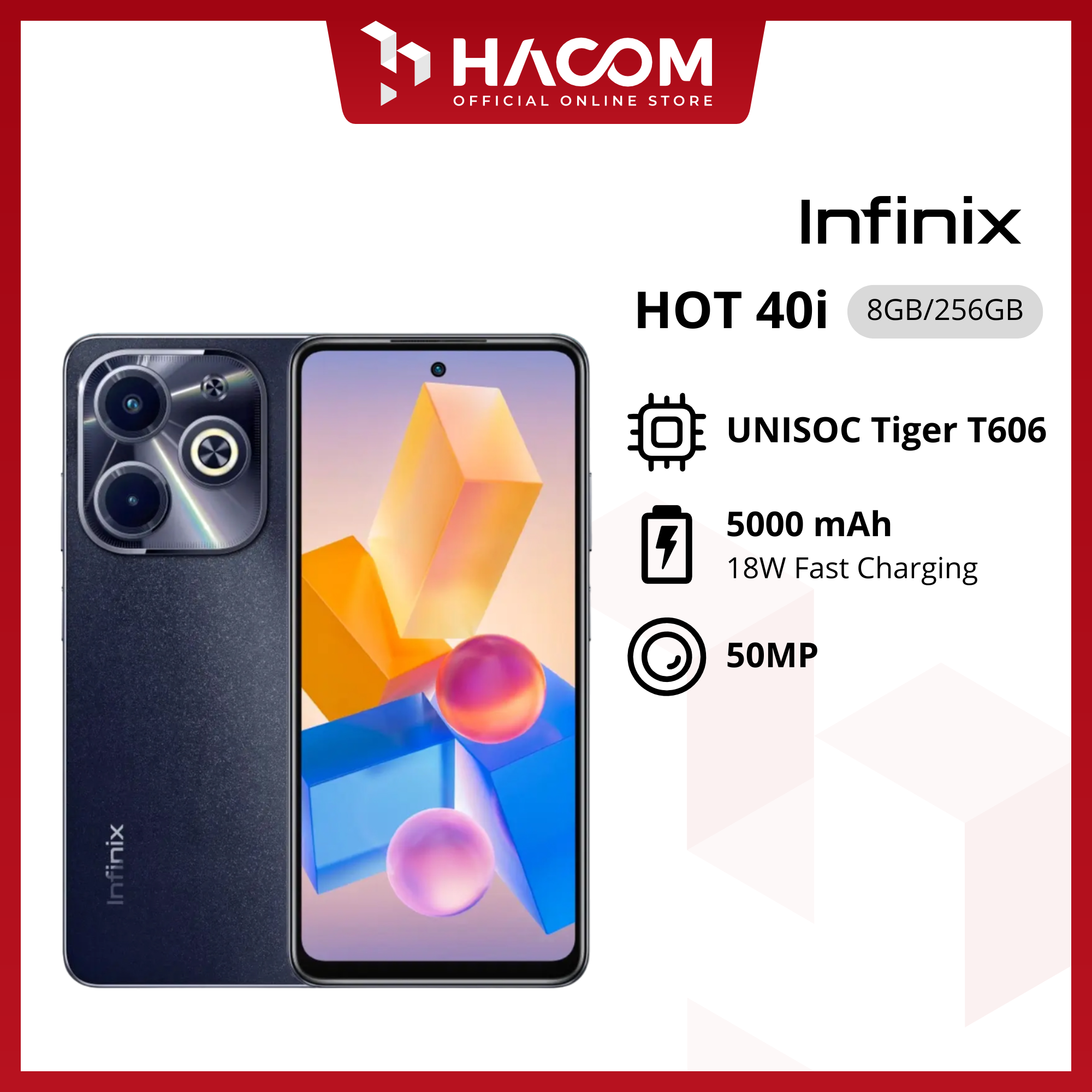 Infinix Hot 40i 8/256GB Garansi Resmi Harga  1,699,000 Ringgit*Penghantaran Percuma