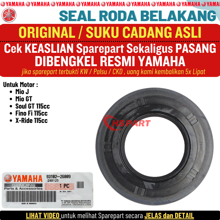 Rear wheel seal for Mio J soul GT Mio GT Fino fi xride 115cc Original Yamaha 100% Harga 16,500 rupiah*Gratis Ongkir