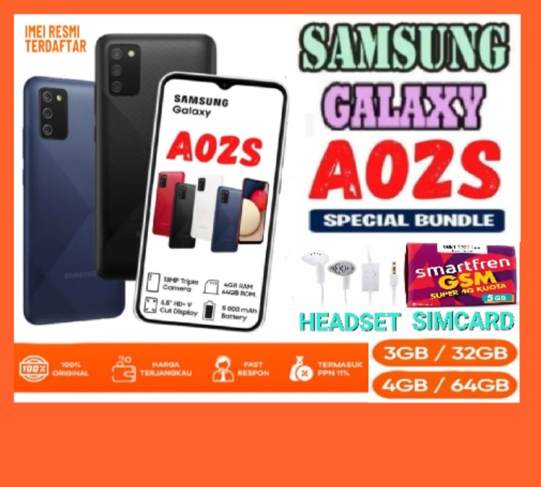 HP SAMSUNG GALAXY A02s 4/64 GB - SAMSUNG A02 s RAM 4GB 64GB - Garansi Harga 1,000,000 rupiah*Gratis Ongkir