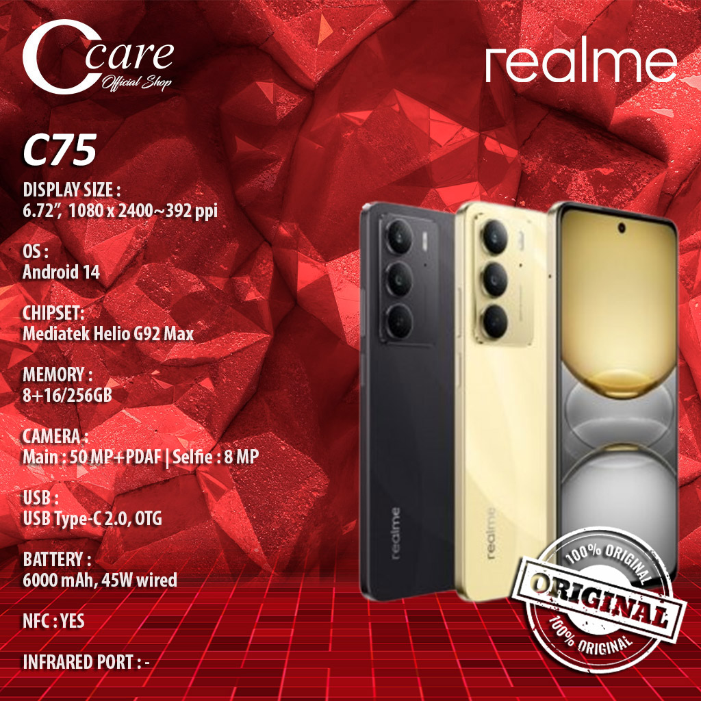 REALME C75 NFC RAM 8/256GB (GARANSI RESMI) Harga  2,495,000 rupiah*Gratis Ongkir