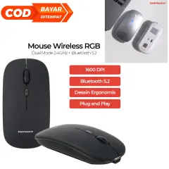 Taffware Optical Wireless Mouse Silent Click RGB 2.4GHz Bluetooth 5.0 - Silver/Black