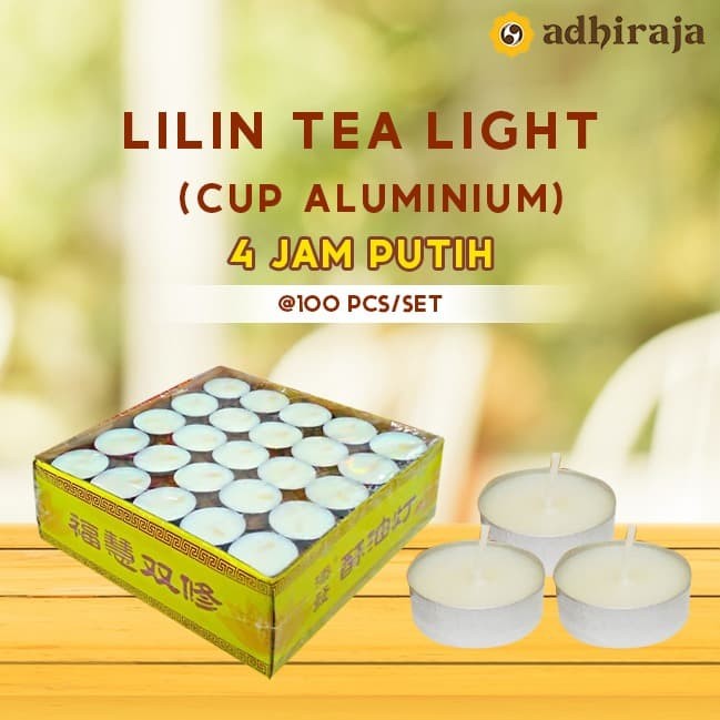 Lilin Stearin Tea light Putih 4 jam 100 pcs / set cup Aluminium
