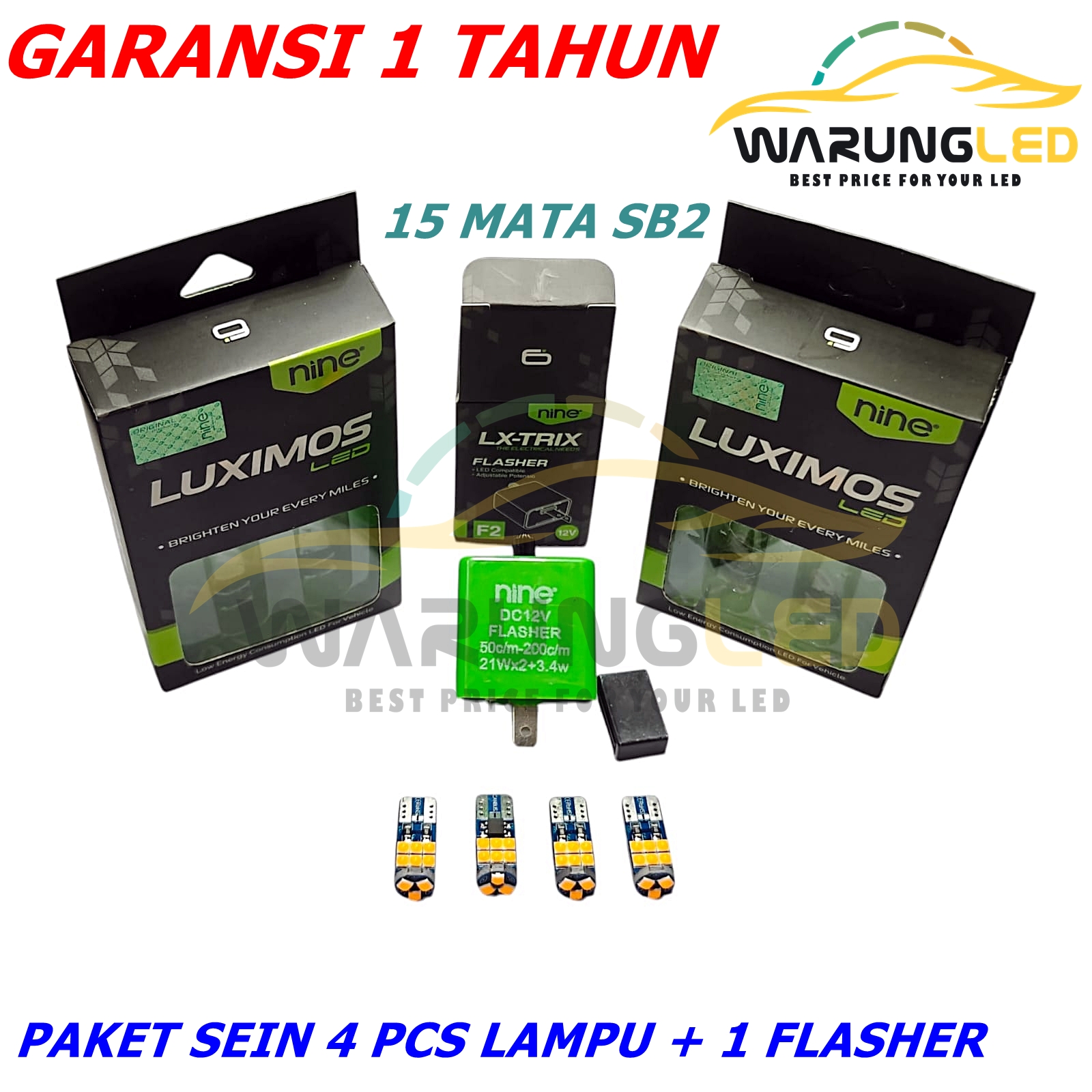 T10 Led Motorcycle Turn Signal Package with 15 Lights + Flasher 9Nine Luximos Sb2 1 Year Warranty Harga 47,900 rupiah*Gratis Ongkir