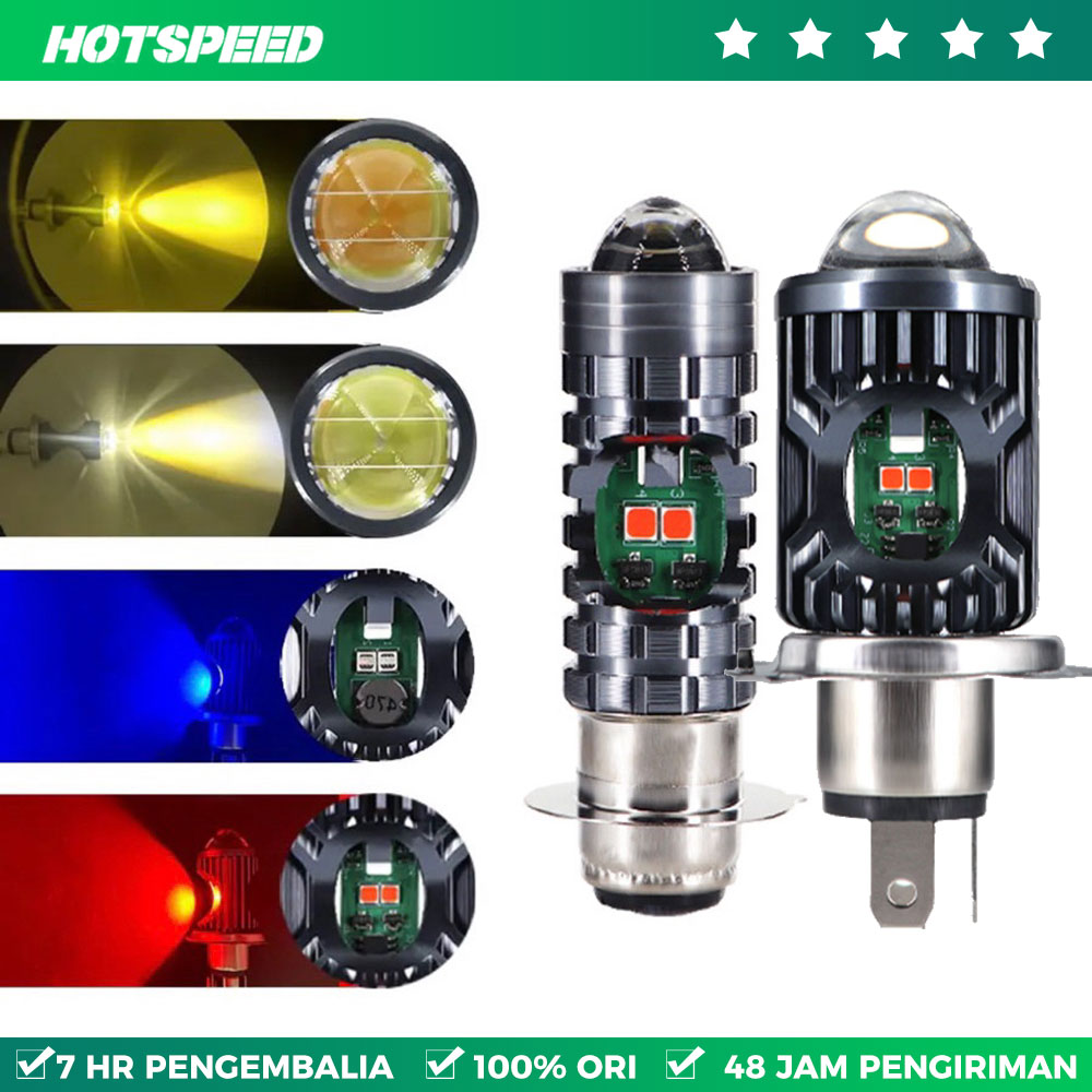HO Lampu Utama Depan Motor Bebek Matic H6 Laser D3 Dekat Putih Kuning Plus Senja Biru Merah AC DC | Lampu Motor | Aksesoris Motor | COD Harga 16,900 rupiah*Gratis Ongkir