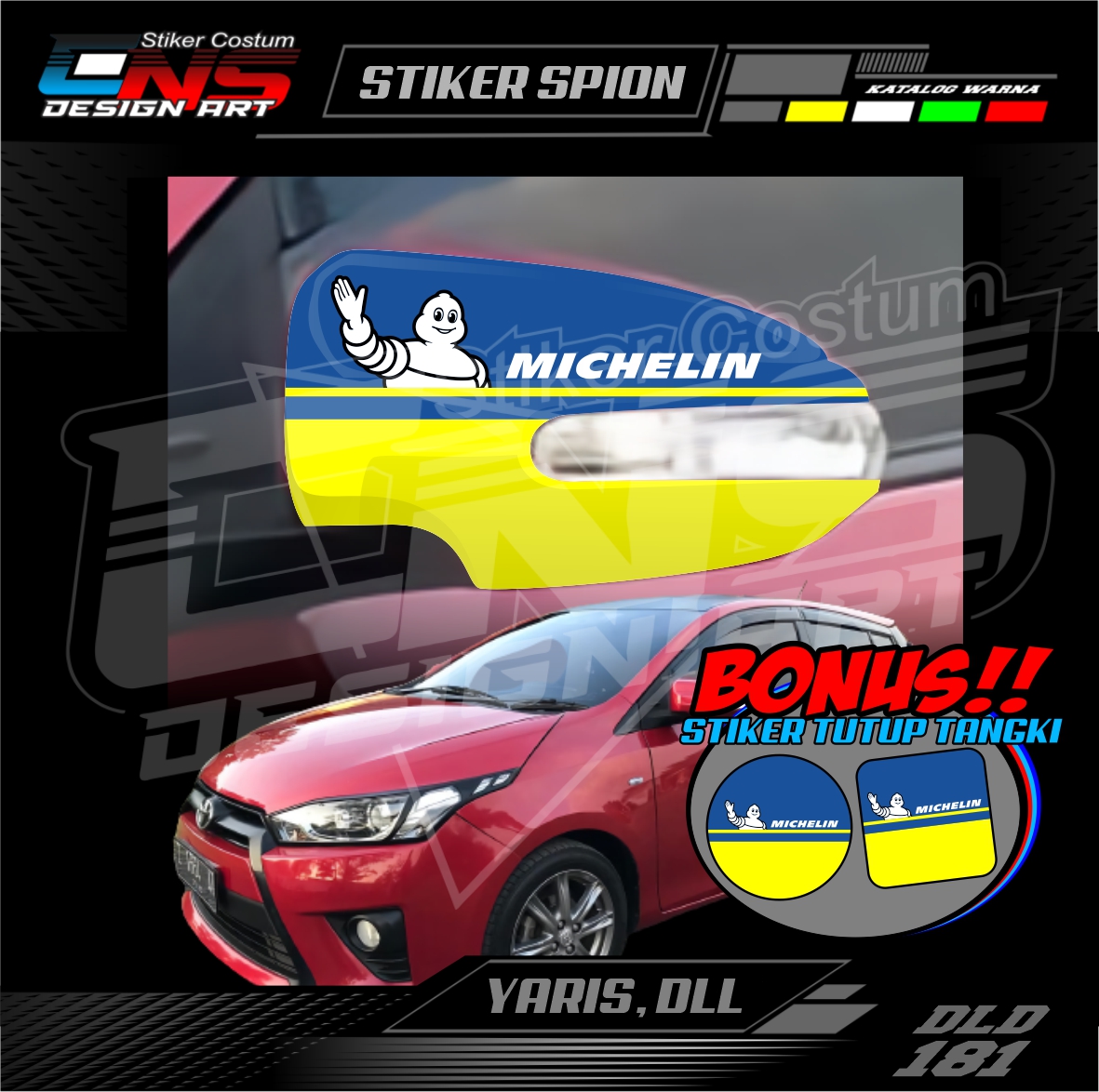 Jual Promo Murah Stiker Spion Mobil Toyota Yaris MICHELIN Custom Semua Mobil Stiker Spion Pick Up Stiker Print Stiker Vinyl Stiker Kata Keren Stiker Cewek Vector Hijab - Stiker Spion Kanan Kiri Bisa Request Harga 55,900 rupiah*Gratis Ongkir