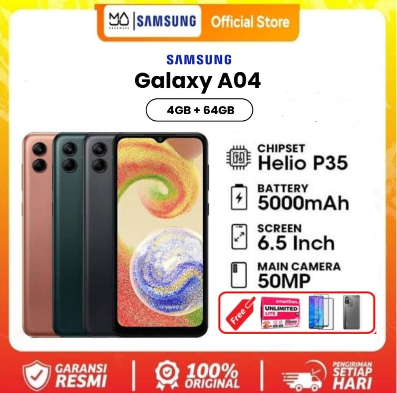 [✅Ready] !!! Samsung Galaxy A04 4/64 Gb Kelengkapan Fullset - Garansi Free Sim Card Giá 950,000 Đồng*Miễn phí vận chuyển