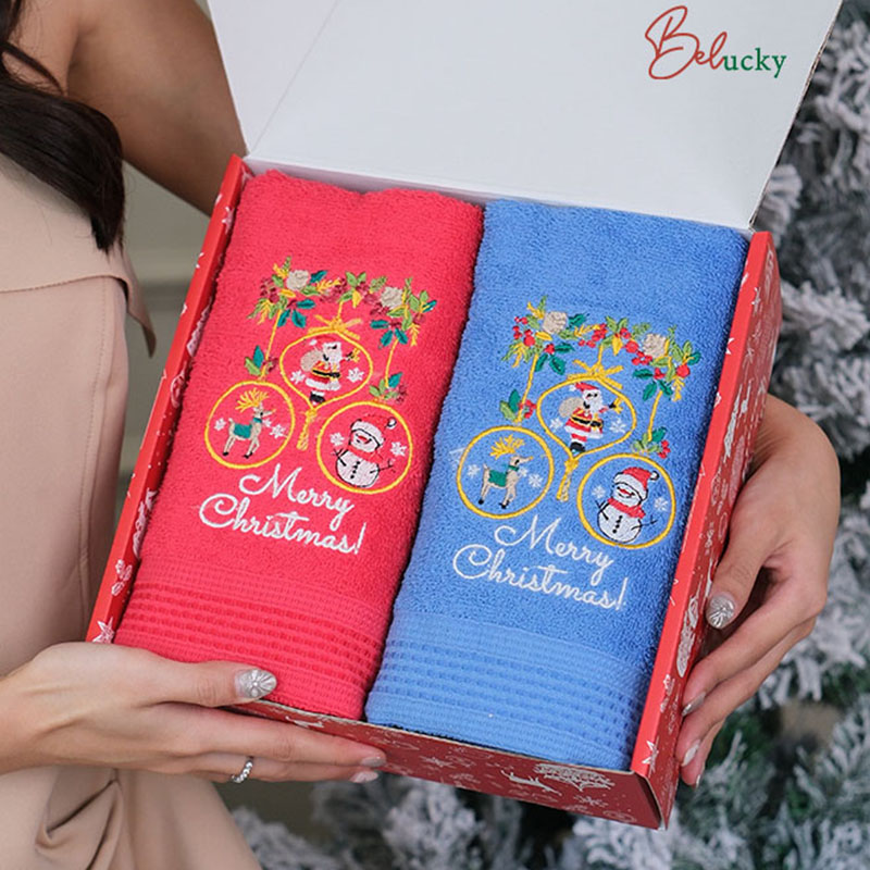 Ready towel embroidered Premium Christmas hadiah Christmas hampers-Christmas