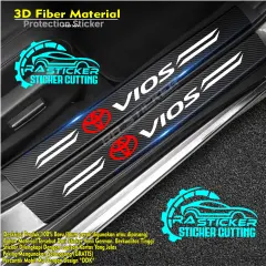4Pcs Sticker Pelindung Sill Plate / Stiker Pelindung Pijakan Lantai Pintu Mobil / Universal Carbon Fiber Car Door Step Sill Plate Mobil Sticker