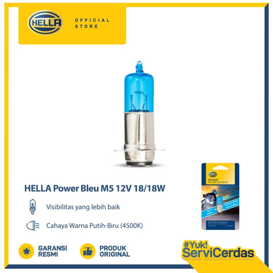 Hella Bohlam Motor M5 12V 18/18W P15d-25-1 4500K Performance Harga 12,000 rupiah*Gratis Ongkir